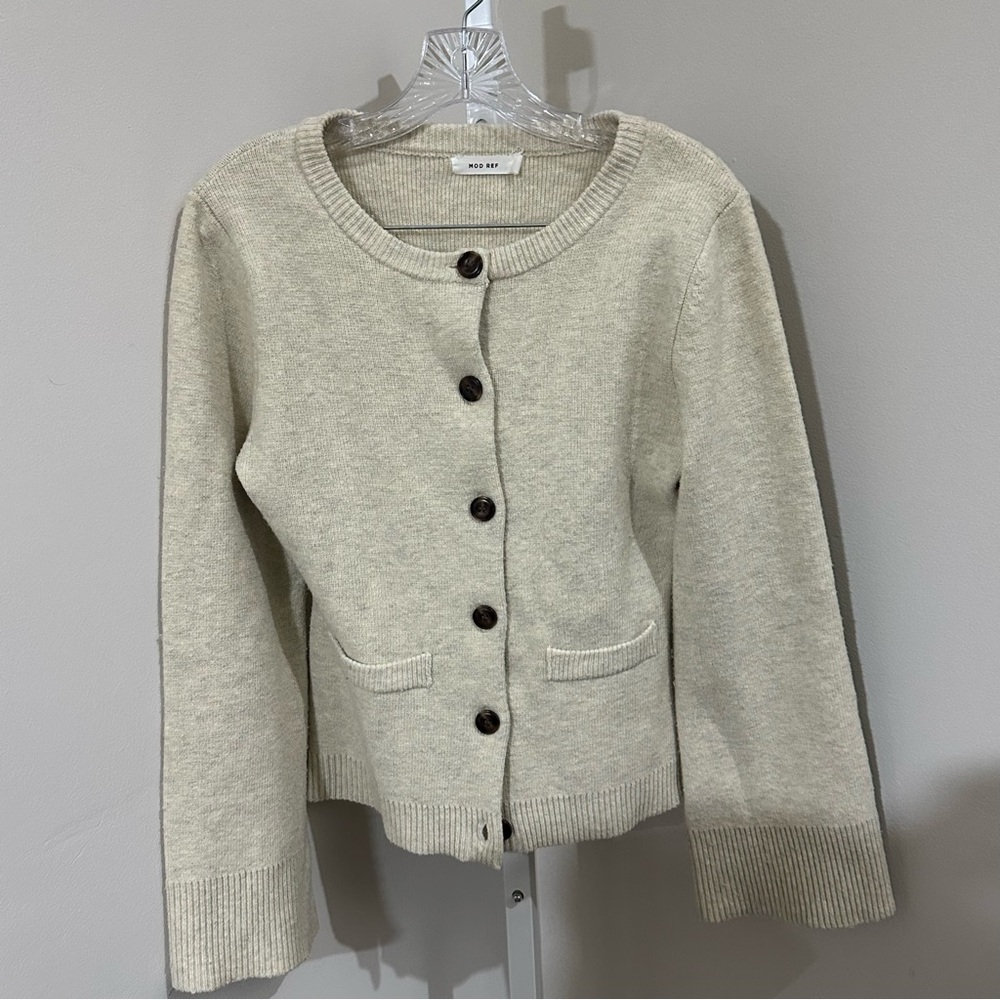 Mod Ref The Tyler Cardigan in Cream - Picture 4 of 6